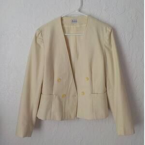 VTG Ivory Skirt Suit Fits M Wool Midi Skirt Blazer Union Made Peerless of Boston